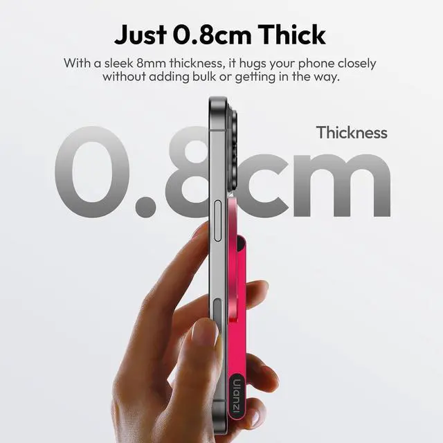 Alt view image 3 of 7 - Deuninker MA60 Magnetic Phone Tripod Stand for iPhone 17 16 15 14 13 12 - Ultra Thin 0.8cm Foldable Aluminum Mini Tripod, Strong N52 Magnet Quick Mount, Pocket Cell Phone Stand, Red