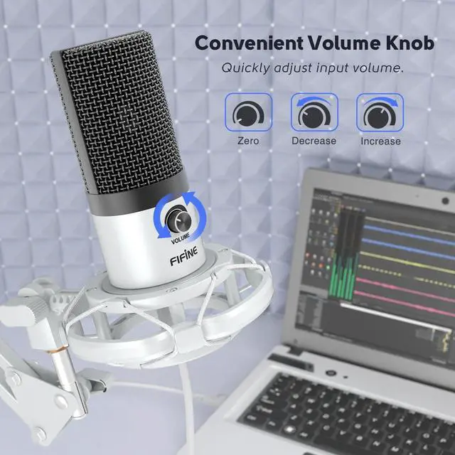 Main image of Deuninker USB Recording Microphone Kit, Studio Condenser Microphone for Vocals Music Creation, Voice-Over, Singing with Metal Boom Arm, 16mm Diaphragm, Podcast Mic Set-T669 White