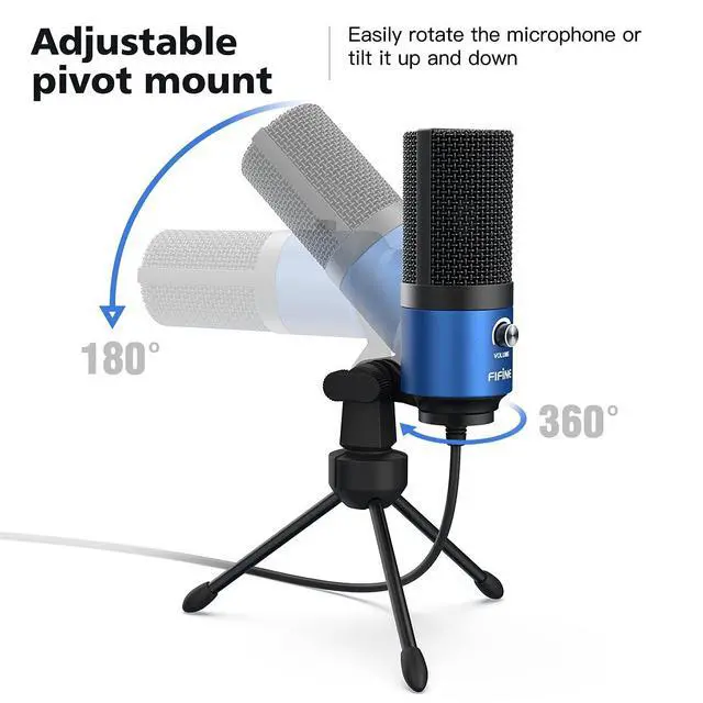 Alt view image 3 of 7 - Deuninker Recording Microphone and Gaming Mic, USB PC Computer Microphone with Gain Control for Streaming, Broadcast, Voice Over,YouTube Video, Home Studio, Plug & Play-Blue/Green (K669L+K669G)