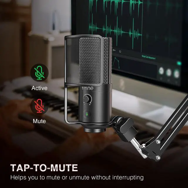 Alt view image 4 of 7 - Deuninker USB Podcast Microphone, PC Computer Condenser Microphone Plug & Play Mic Kit with Boom Arm Stand, 16MM Large Diaphragm, Mute Button for Recording Singing Streaming YouTube Gaming-T669PRO1