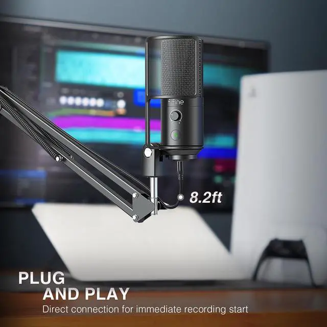 Alt view image 6 of 7 - Deuninker USB Podcast Microphone, PC Computer Condenser Microphone Plug & Play Mic Kit with Boom Arm Stand, 16MM Large Diaphragm, Mute Button for Recording Singing Streaming YouTube Gaming-T669PRO1