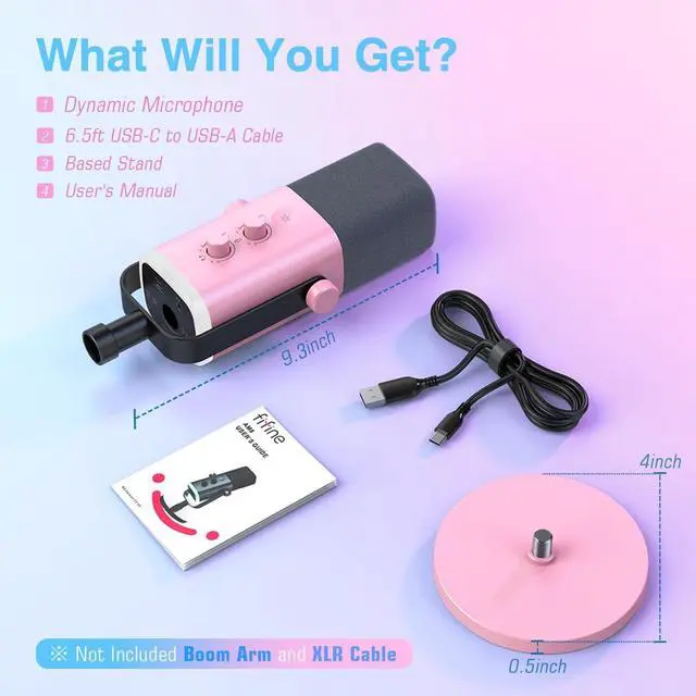 Alt view image 7 of 7 - Deuninker XLR/USB Microphone, Gaming Recording PC Microphone with Headphones Jack, Mute Button, Dynamic RGB Mic for Computer, Streaming Mic for Podcasting Voice-Over YouTube Video-AmpliGame AM8 Pink