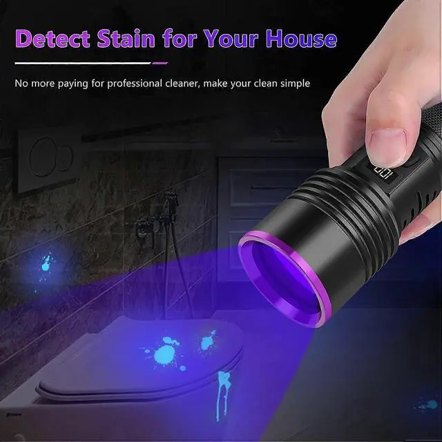 Alt view image 5 of 5 - Ecocleanpath Rechargeable 365nm UV Flashlight with LCD Display, 30W Black Light for Pet Urine & Scorpion Detection