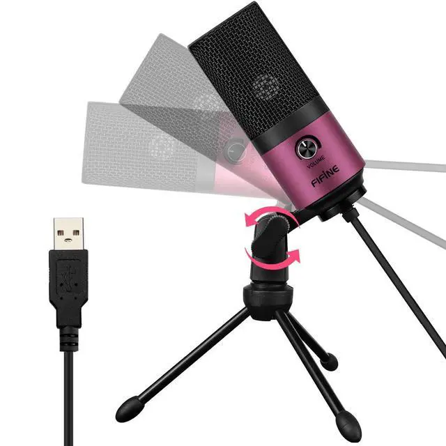 Alt view image 5 of 7 - Deuninker Recording Microphone and Pink Podcast Mic, USB PC Computer Microphone with Gain Control for Streaming,Gaming, Broadcast, Voice Over,YouTube Video, Home Studio-Green/Pink (K669G+K669)