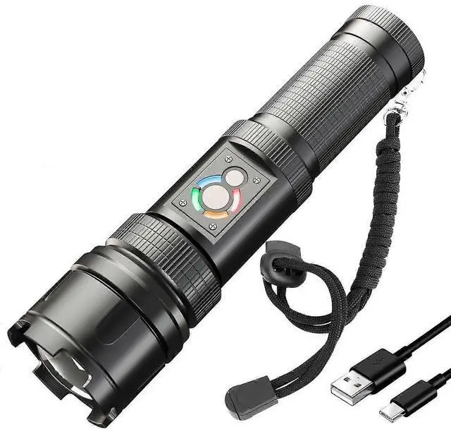 Main image of Deuninker 250,000 Lumen LED Flashlight with COB Light, USB-C Rechargeable, IP65 Waterproof for Outdoor Camping & Emergencies