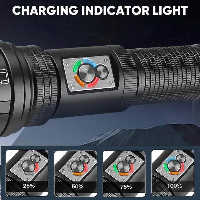 Alt view image 4 of 5 - Deuninker 250,000 Lumen LED Flashlight with COB Light, USB-C Rechargeable, IP65 Waterproof for Outdoor Camping & Emergencies