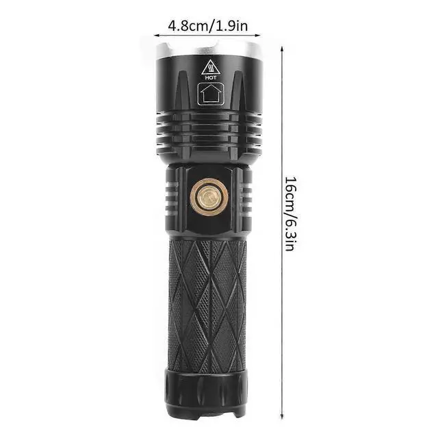Alt view image 2 of 5 - Deuninker XHP90 LED Flashlight - Type-C Rechargeable, Dimmable & Multifunctional (Black)