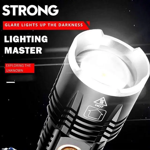 Alt view image 4 of 5 - Deuninker XHP90 LED Flashlight - Type-C Rechargeable, Dimmable & Multifunctional (Black)