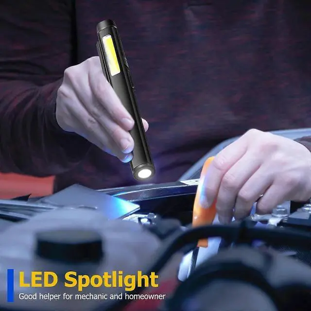 Alt view image 3 of 5 - Deuninker Rechargeable LED Pen Flashlight with 365nm UV Black Light, Magnetic Clip & 4 Modes - EDC COB Torch for Emergencies