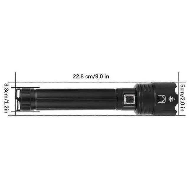 Alt view image 2 of 5 - Deuninker USB Rechargeable Outdoor Flashlight - High-Powered, Long-Lasting Black LED Light