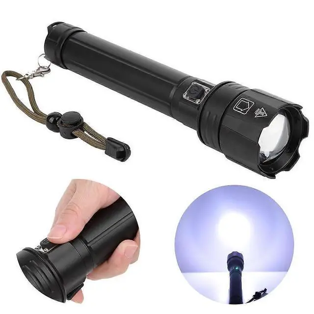 Alt view image 3 of 5 - Deuninker USB Rechargeable Outdoor Flashlight - High-Powered, Long-Lasting Black LED Light