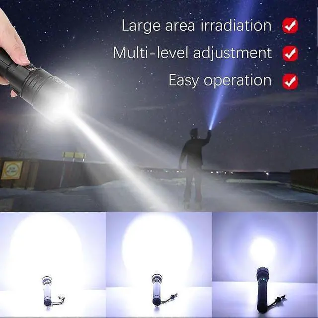 Alt view image 4 of 5 - Deuninker USB Rechargeable Outdoor Flashlight - High-Powered, Long-Lasting Black LED Light