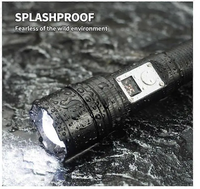 Alt view image 5 of 5 - Ecocleanpath 1500 Lumens USB-C Rechargeable Flashlight with Digital Display, Zoomable & Waterproof, Black
