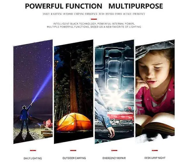 Alt view image 3 of 5 - Deuninker Rechargeable LED Flashlight with Magnetic Base, Waterproof XHP99 Torch for Camping & Hiking (Black)