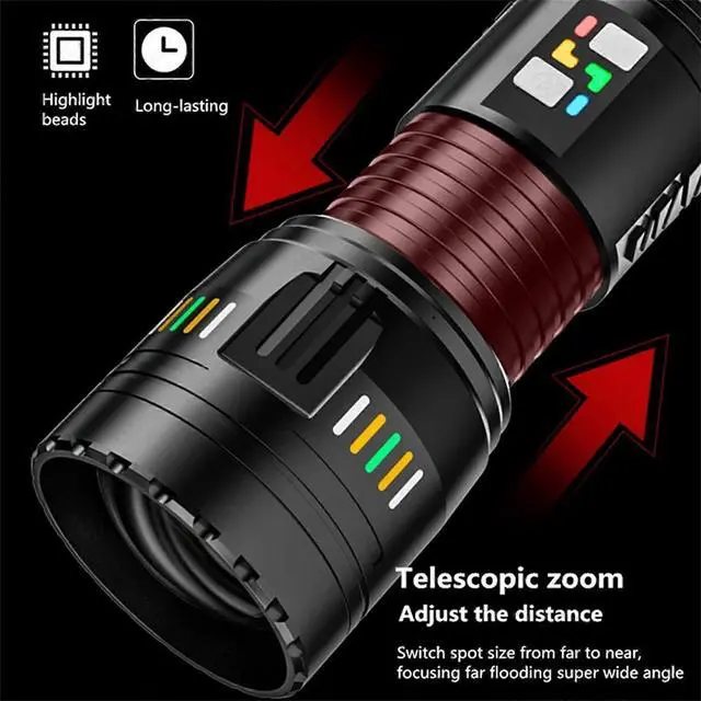 Alt view image 4 of 4 - Ecocleanpath Rechargeable LED Flashlight, 5 Modes Zoomable IPX5 Waterproof Super Bright Tactical Flashlight (Black)