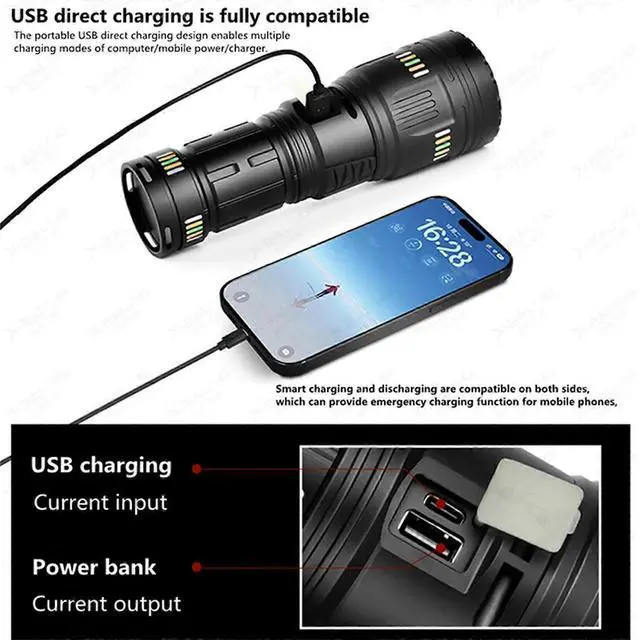 Alt view image 3 of 4 - Ecocleanpath Rechargeable LED Flashlight, 5 Modes Zoomable IPX5 Waterproof Super Bright Tactical Flashlight (Black)