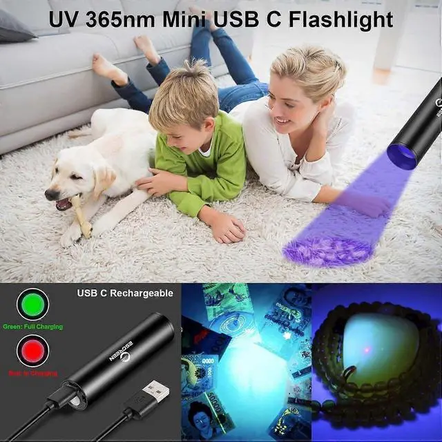 Alt view image 5 of 5 - Deuninker Super Bright Rechargeable LED Flashlight, 5000ft Beam, USB-C Charging & Power Bank, Black
