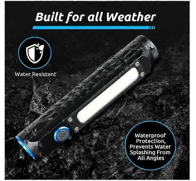Alt view image 5 of 5 - Deuninker 500LM Rechargeable Magnetic LED Flashlight with COB Sidelight, 8 Modes, Waterproof Tactical Flashlight (Black)