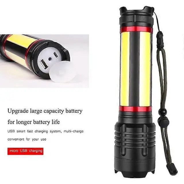 Alt view image 3 of 5 - Deuninker XHP90.2 LED Flashlight, 26650 USB Rechargeable & Zoomable, IPX5 Waterproof Torch (Black)