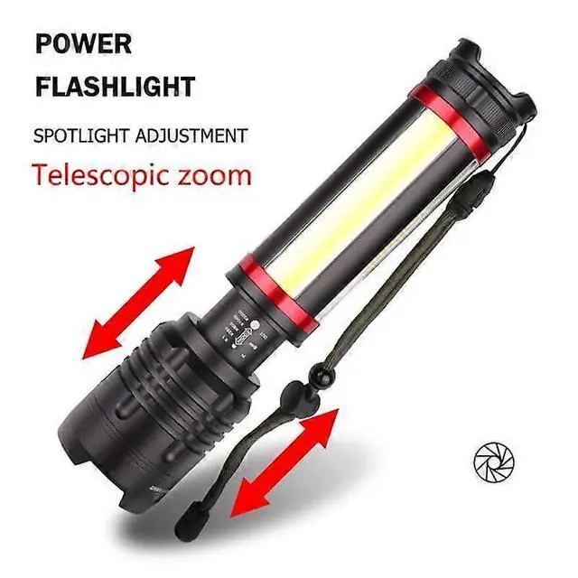 Alt view image 4 of 5 - Deuninker XHP90.2 LED Flashlight, 26650 USB Rechargeable & Zoomable, IPX5 Waterproof Torch (Black)