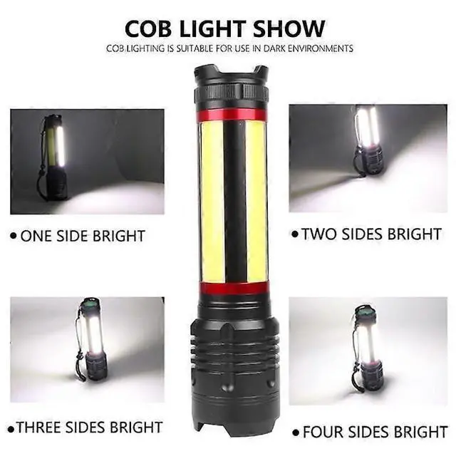 Alt view image 5 of 5 - Deuninker XHP90.2 LED Flashlight, 26650 USB Rechargeable & Zoomable, IPX5 Waterproof Torch (Black)