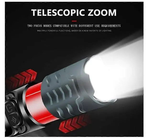 Alt view image 4 of 5 - Deuninker Rechargeable LED Flashlight with Magnetic Base, Waterproof XHP99 Torch for Camping & Hiking (Black)