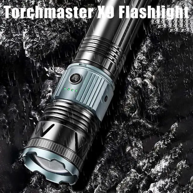 Alt view image 2 of 4 - Deuninker X9 Multi-Mode Tactical Flashlight, 30,000 Lumens Rechargeable LED with Zoom, Power Bank, Black
