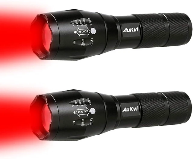 Alt view image 8 of 14 - 2 Pcs Powerful Red LED Flashlight - Long Range Red Hunting Light Torch, Zoombale, Waterproof, Best for Astronomy, Aviation, Night Observation