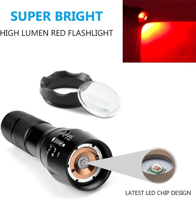 Alt view image 10 of 14 - 2 Pcs Powerful Red LED Flashlight - Long Range Red Hunting Light Torch, Zoombale, Waterproof, Best for Astronomy, Aviation, Night Observation