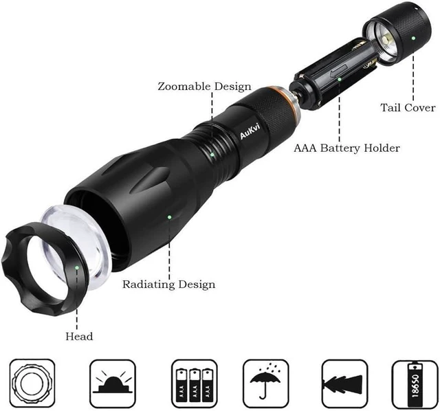 Alt view image 13 of 14 - 2 Pcs Powerful Red LED Flashlight - Long Range Red Hunting Light Torch, Zoombale, Waterproof, Best for Astronomy, Aviation, Night Observation
