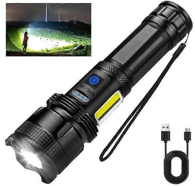 Main image of Deuninker 1000 Lumen Rechargeable LED Flashlight, 7 Modes USB Fast Charging, Waterproof Aluminum Flashlight (Black)