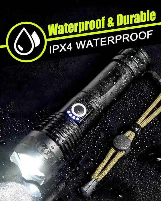 Alt view image 13 of 14 - LED Flashlights High Powered 10000 Lumens Super Bright Tactical Flashlight Rechargeable Flash Light 5 Modes Zoomable Waterproof Flash Lights for Emergency Outdoor Home Camping Hiking