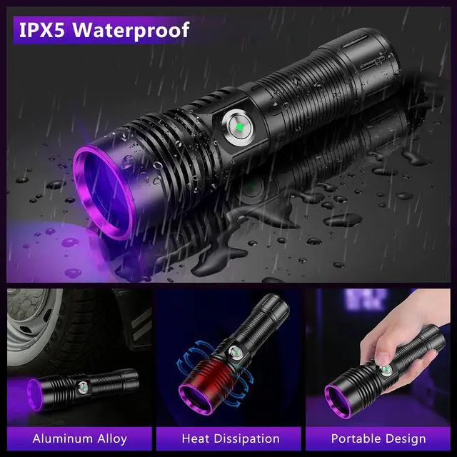 Alt view image 14 of 14 - WINDFIRE UV Flashlight Rechargeable, 365nm Blacklight Flashlights Powerful, Black Light for Pet Urine Detection, Scorpions, Resin Curing, Rocks, Blood Tracking, Uranium Glass