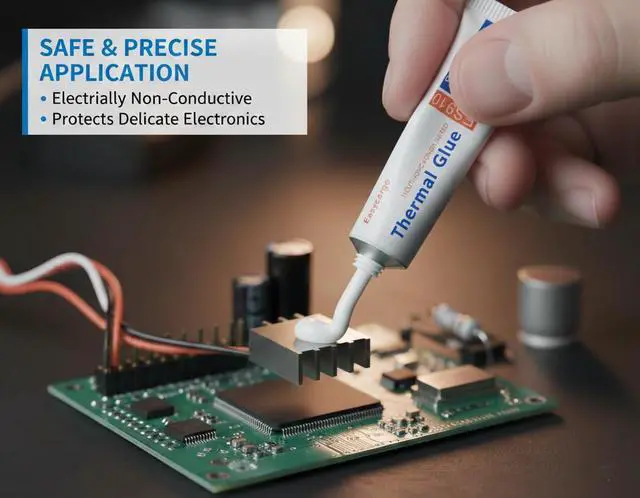 Alt view image 3 of 6 - Easycargo 10g Thermal Glue, Silicone Thermal Conductive Adhesive for GPU VRM VRAM LED Heatsink IC Chips, Non-Conductive Permanent Bonding for MOSFET Transistors 3D Printer PCB TEC1-12706 Peltier RTV