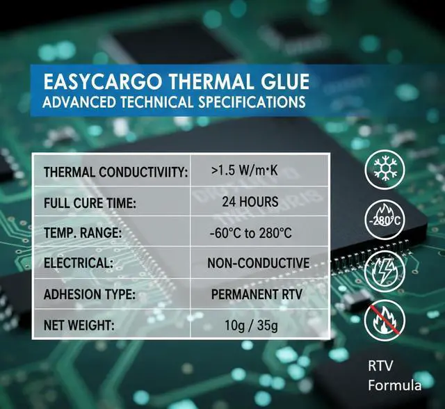 Alt view image 4 of 6 - Easycargo 10g Thermal Glue, Silicone Thermal Conductive Adhesive for GPU VRM VRAM LED Heatsink IC Chips, Non-Conductive Permanent Bonding for MOSFET Transistors 3D Printer PCB TEC1-12706 Peltier RTV