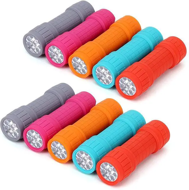 Main image of FASTPRO 10-Pack 9-LED Mini Flashlight Set 30-Pieces AAA Batteries are Included and Pre-Installed Perfect For Class Teaching Camping Wedding Favor