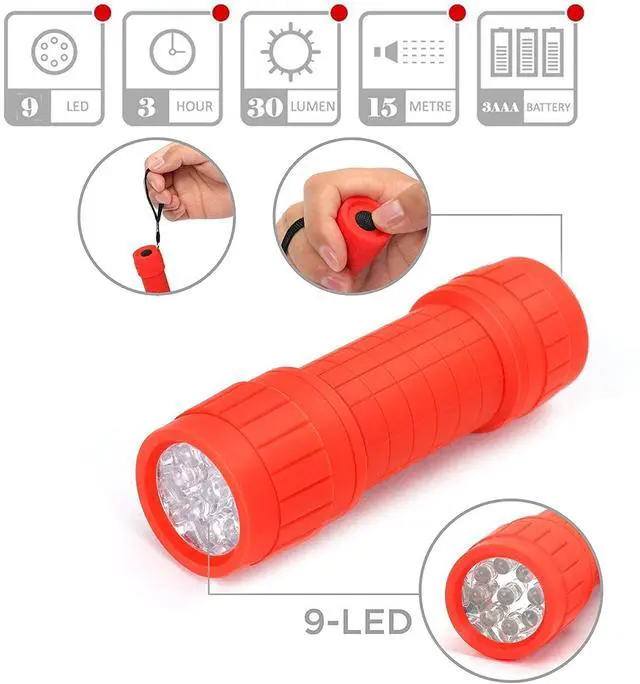 Alt view image 5 of 7 - FASTPRO 10-Pack 9-LED Mini Flashlight Set 30-Pieces AAA Batteries are Included and Pre-Installed Perfect For Class Teaching Camping Wedding Favor