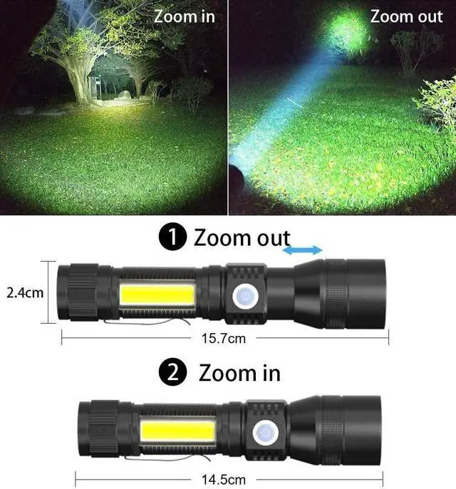 Alt view image 11 of 12 - Black Light Flashlight 3 in 1 UV Blacklight Rechargeable Flashlights Super Bright Pocket-Sized T6 LED Torch with Clip Water Resistant 7 Modes for Pet Clothing Detection/Emergency/Camping 2pack