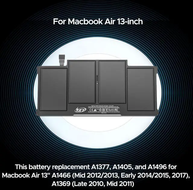 Alt view image 8 of 12 - Key Power A1466 Battery, 13 inch MacBook Air Battery Replacement for A1466 (Mid 2012/2013, Early 2014/2015, 2017), A1369 (Late 2010, Mid 2011), Compatible Laptop Battery Models A1496 A1377 A1405