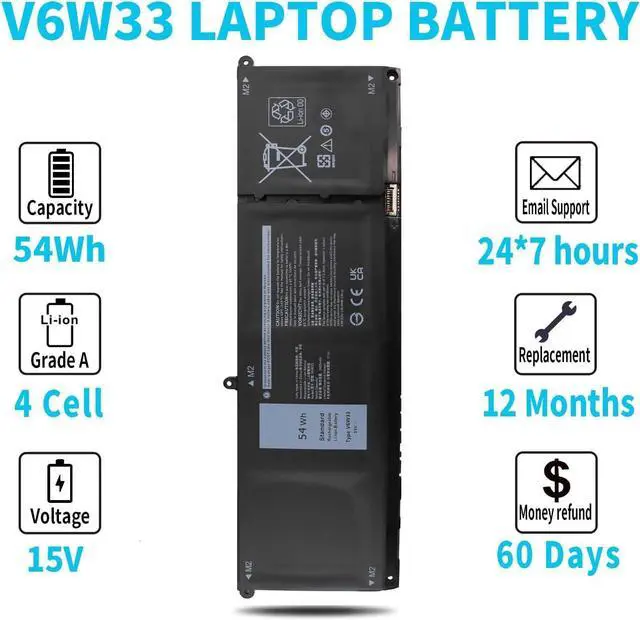 Alt view image 12 of 14 - 54Wh V6W33 Battery for Dell Inspiron 5310 5320 5330 5410 5420 5425 5430 5435 5440 5445 5625 5630 5635 5640 3511 3515 3525 3530 3535 Vostro 3435 3510 5510 5620 Latitude 3320 3430 3520 3530 XDY9K
