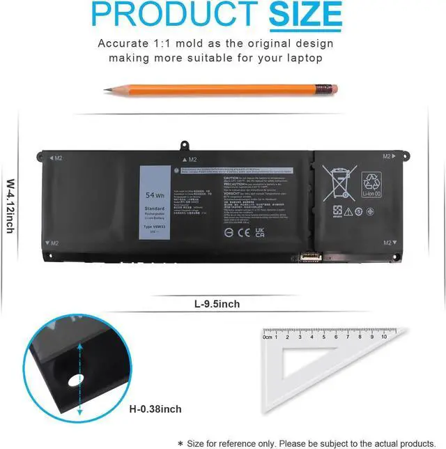 Alt view image 13 of 14 - 54Wh V6W33 Battery for Dell Inspiron 5310 5320 5330 5410 5420 5425 5430 5435 5440 5445 5625 5630 5635 5640 3511 3515 3525 3530 3535 Vostro 3435 3510 5510 5620 Latitude 3320 3430 3520 3530 XDY9K