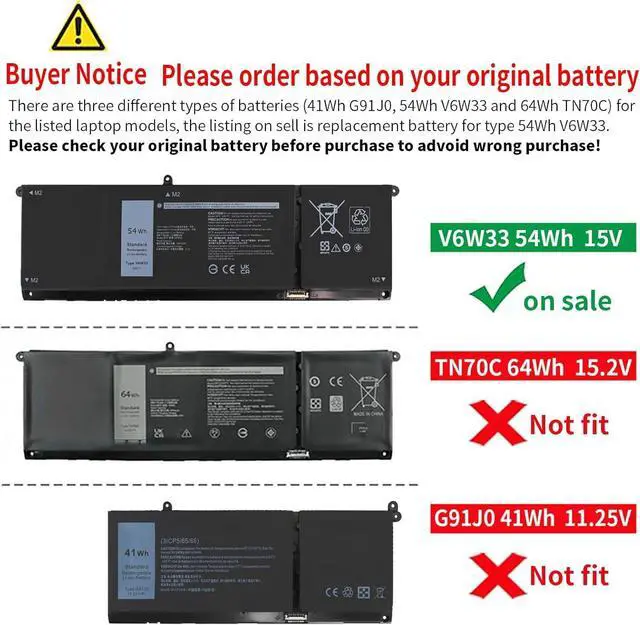 Alt view image 9 of 14 - 54Wh V6W33 Battery for Dell Inspiron 5310 5320 5330 5410 5420 5425 5430 5435 5440 5445 5625 5630 5635 5640 3511 3515 3525 3530 3535 Vostro 3435 3510 5510 5620 Latitude 3320 3430 3520 3530 XDY9K