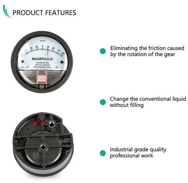 Alt view image 9 of 14 - ELECALL New -100~100PA TE2000 Micro Differential Pressure Gauge High Precision 1/8 "NPT Air Pressure Meter Barometer