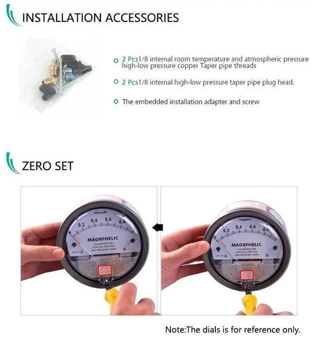 Alt view image 11 of 14 - ELECALL New -100~100PA TE2000 Micro Differential Pressure Gauge High Precision 1/8 "NPT Air Pressure Meter Barometer