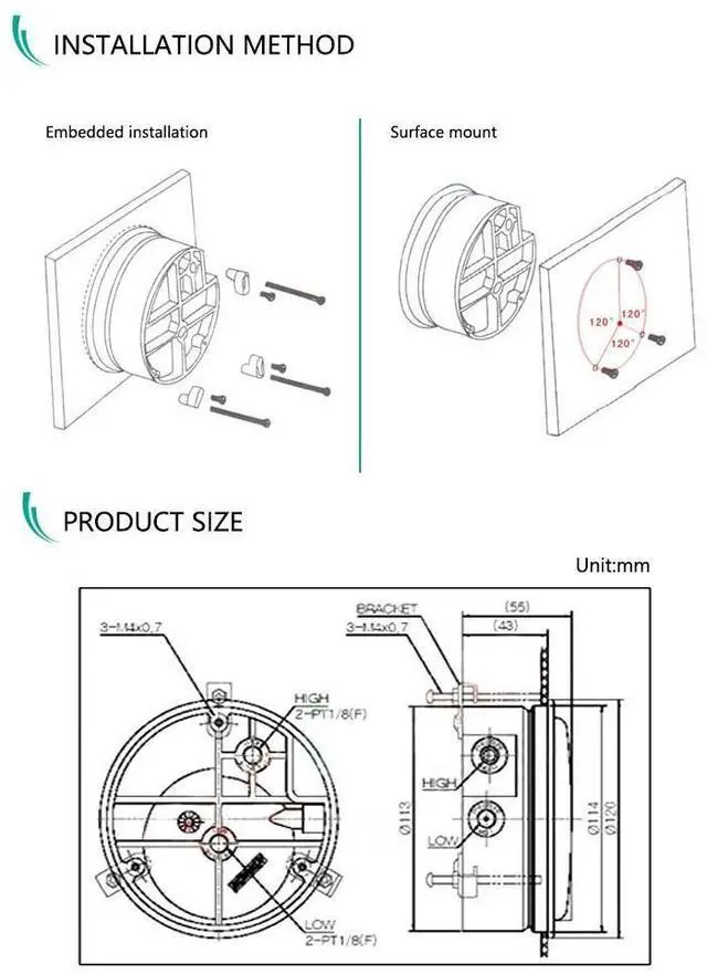 Alt view image 13 of 14 - ELECALL New -100~100PA TE2000 Micro Differential Pressure Gauge High Precision 1/8 "NPT Air Pressure Meter Barometer