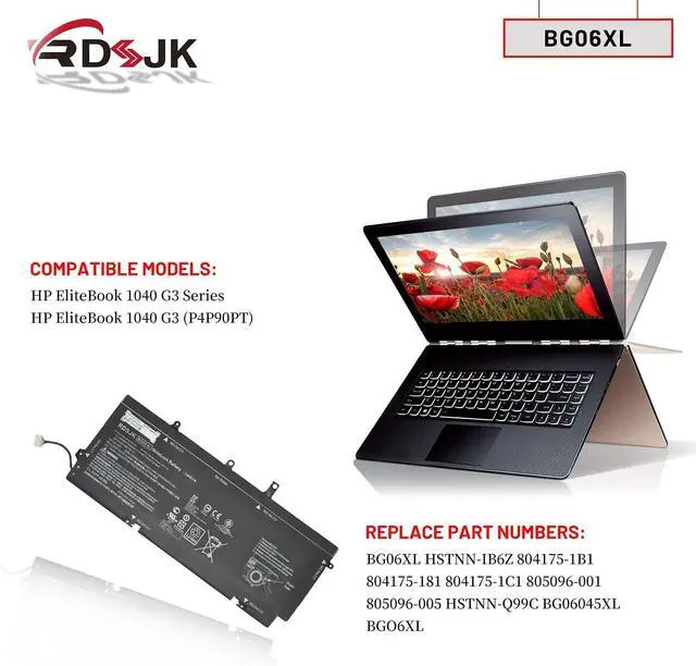 Alt view image 10 of 14 - BG06XL Laptop Battery for HP EliteBook 1040 G3 G3-DS64EP G3-EN16EA G3-EN21EA G3-FB15UP V1P90UT Series BG06045XL 804175-181 804175-1B1 804175-1C1 805096-001 805096-005 HSTNN-IB6Z HSTNN-Q99C 11.4V 45Wh