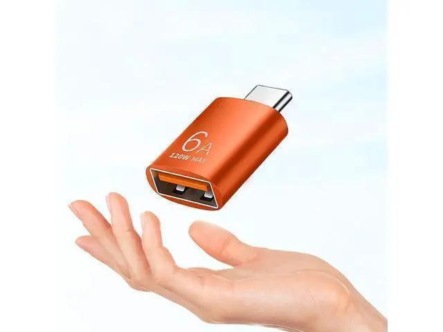Alt view image 8 of 12 - 1Pcs Data Transfer Adapter 6A USB OTG to Type C Adapter Type C Male to USB 3.1 Female Converter (Orange)