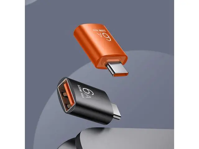 Alt view image 12 of 12 - 1Pcs Data Transfer Adapter 6A USB OTG to Type C Adapter Type C Male to USB 3.1 Female Converter (Orange)
