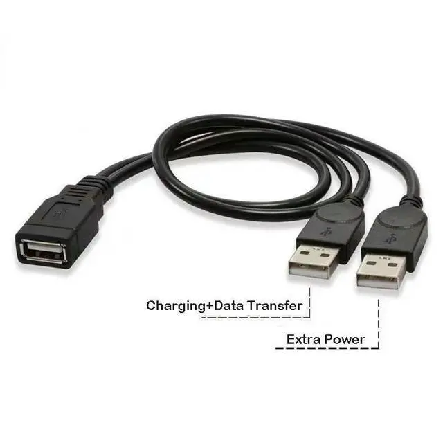 Alt view image 7 of 12 - USB Cable Splitter Data Transfer Power Supply Cord 30CM USB2.0 Dual Female to Male Plug Wire Converter Charging Extend Line