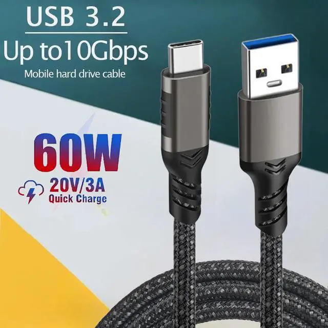 Alt view image 7 of 12 - USB3.2 Gen2 10Gbps Cable USB 3.0/3.1/3.2 Cable USB A to USB Type C Data Transfer SSD Hard Disk Cable 3A 60W QC 3.0 20012-0.5M